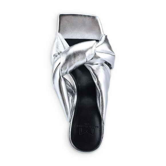 MARC FISHER Womens Silver Dellian Square Toe Slip On Leather Heeled Sandal 6 M - Picture 3 of 4
